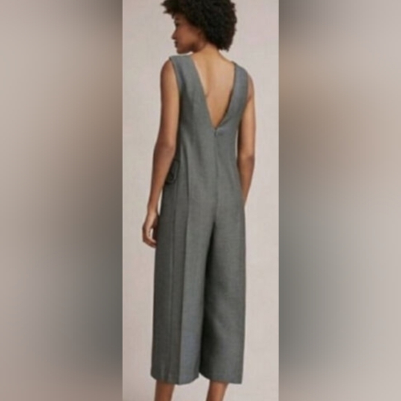 Anthropologie Cartonnier Oxford Herringbone Jumpsuit Wide Leg Cropped Size S.. - Picture 11 of 16